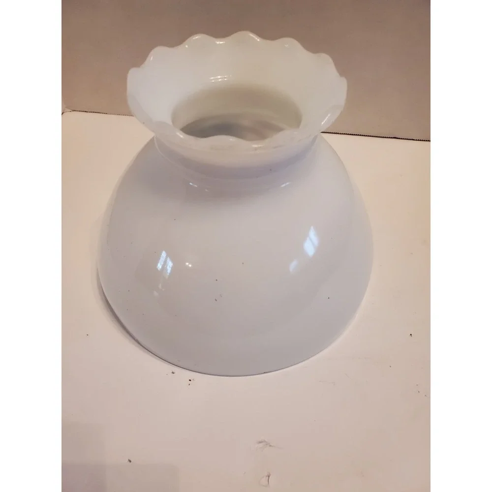 Vtg Glass Lamp Shade Blue Roses MCM Victorian Romantic Cottagecore Fitter 5.75